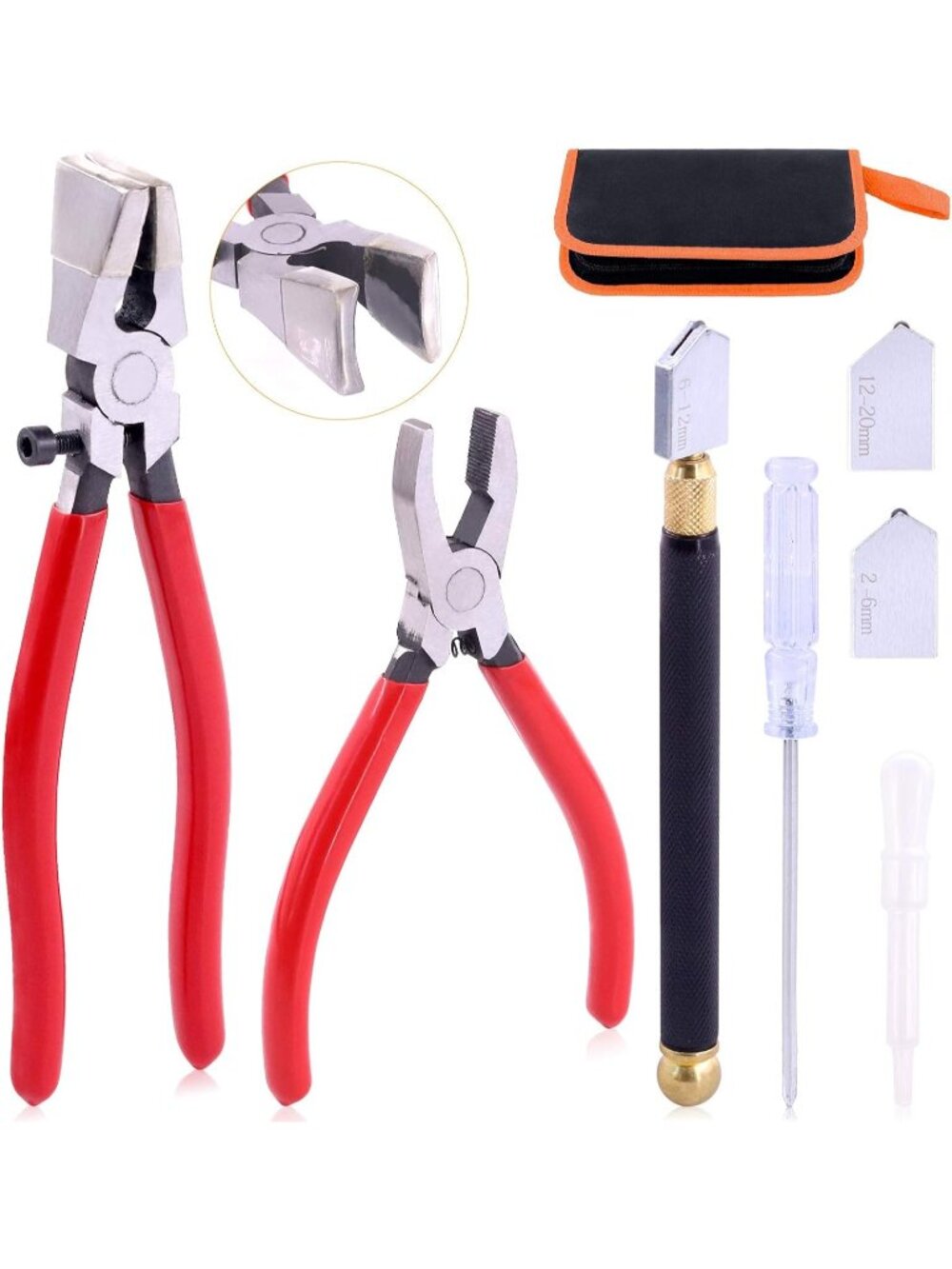 New 3Pcs Premium Glass Running Breaking Pliers and Class Cutter Kit,
